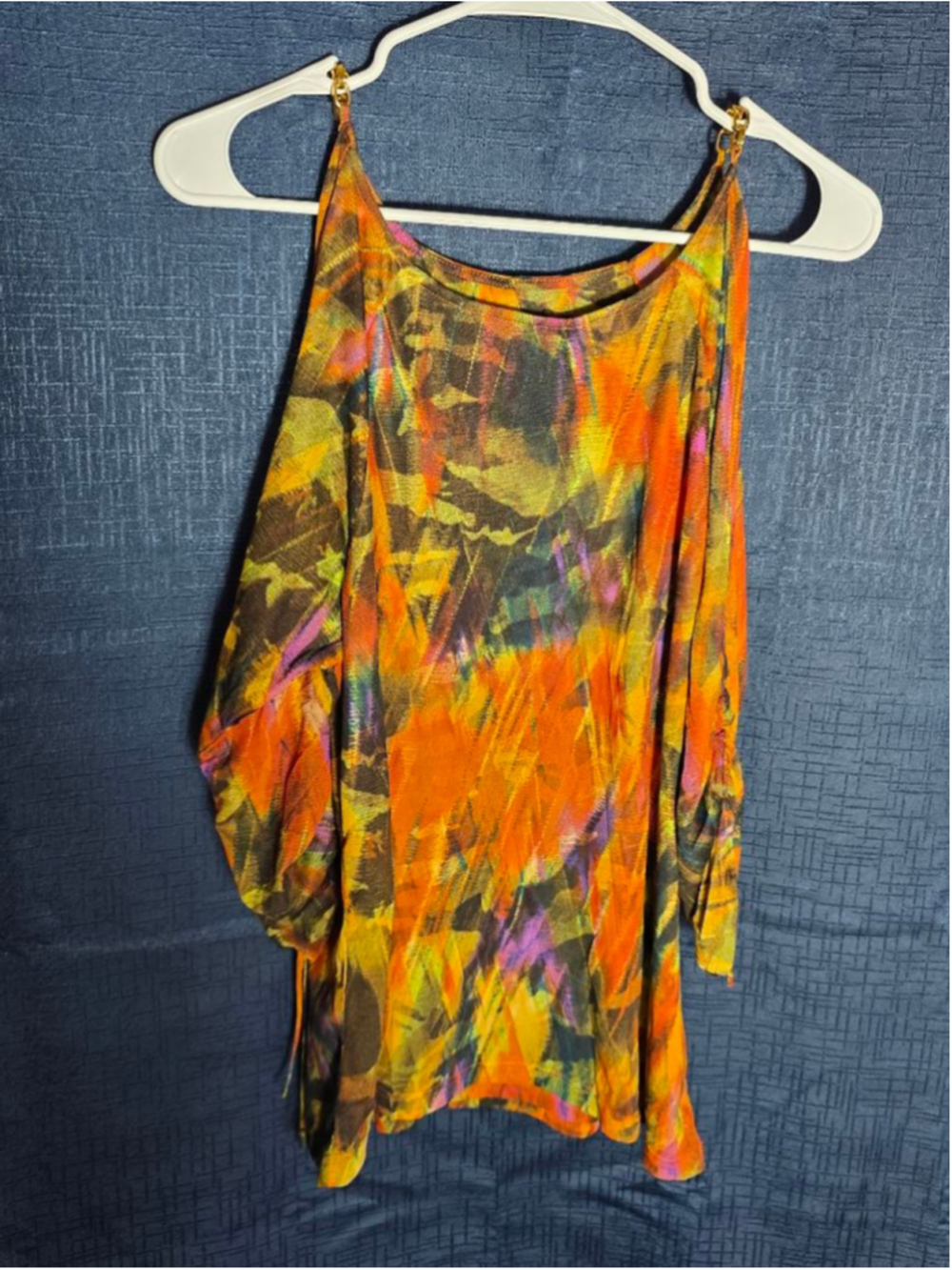Women's Nue Options Orange Multicolor Tunic Top S boho